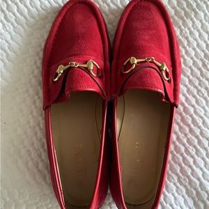 Vintage Red Suede Horsebit Loafers